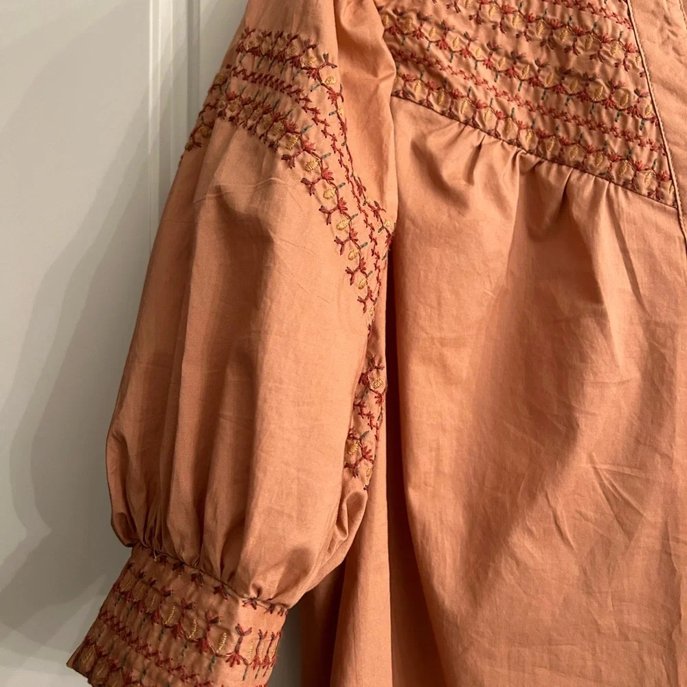 Democracy pouff sleeve embroidered ruffle neck blouse - Picture 4 of 6